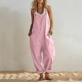 thumbnail image 2 of Womens Jumpsuit Sleeveless Casual Summer Overalls Jumpers Adjustable Strap Baggy Wide Leg Long Pants Rompers with Pockets Pink, 2 of 7