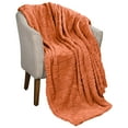 thumbnail image 2 of BNM Fleece Boho Knit Jacquard Blanket, King, Dusty Orange, 2 of 7