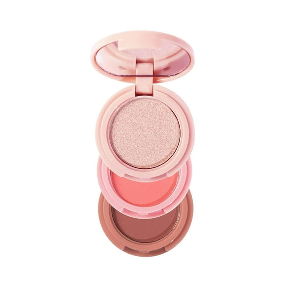 Fiudx Colorful Alto Brillo, Disco de Maquillaje Multifuncional, Textura Cremosa Iluminada, Polvo Compacto de Larga Duración, Diseño Mini Portátil, Uso Diario para Viajes, Perfecto para Llevar, Incluy