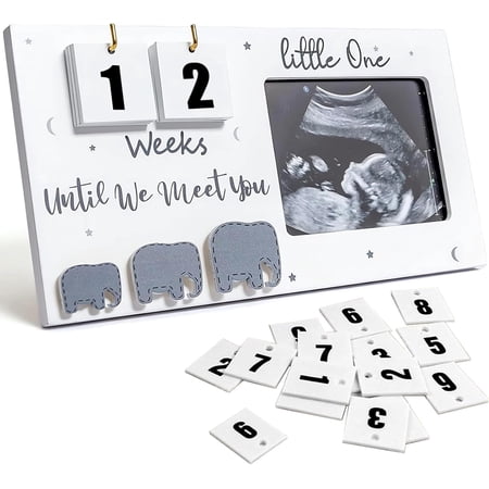 Baby First Scan Photo Frames Pregnancy Announcement Gifts,Baby Sonogram Picture Frame Countdown Weeks,Ultrasound Picture Pregnant Mom Wooden Photo Mum to be Pregnancy Gifts.