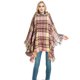 thumbnail image 4 of Capa con capucha a cuadros para mujer, poncho, capa con capucha, chal con borlas, 4 of 5
