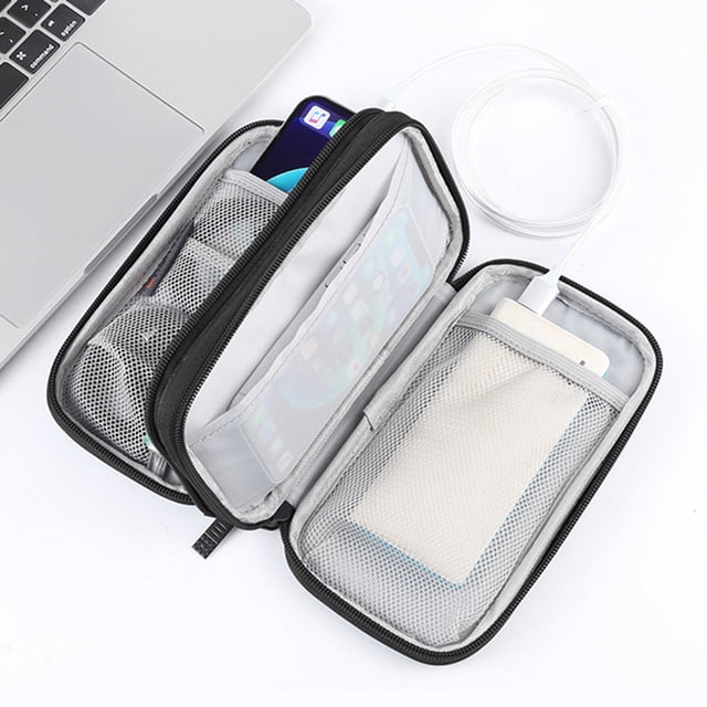 Caja de almacenamiento de auriculares de energía móvil de doble capa caja organizadora de viaje suave para viaje JShteea El nuevo