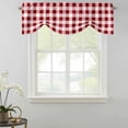 thumbnail image 2 of Tie Up Valances for Windows, Red Farmhouse Adjustable Valance Curtains Window Treatment for Living Room/Bedroom, Gradient Buffalo Plaid Lattice Grid Rod Pocket Kitchen Curtains & Drapes 42x12 Inch, 2 of 9