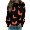 thumbnail image 1 of Femmes Halloween Mode Décontractée Col Rond Imprimés Manches Longues Chemises Blouses Hauts, 1 of 5