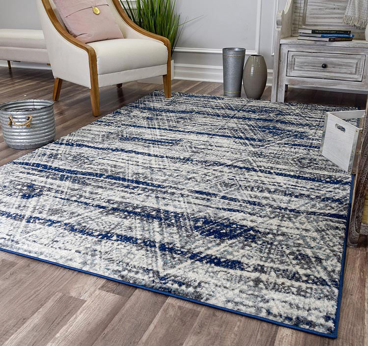 Rugs America Marrakesh Collection Indigo MK20A Vintage Transitional Area Rug 8' x 10'