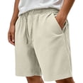 thumbnail image 2 of Men's Casual Sports Shorts with Elastic Waistband Zipper Pocket, Athletic Shorts, Quick Dry, Lightweight, Stretchy, Gym Workout, Running, Hiking, Daily Wear, Summer | AESTIVO,Beige M, 2 of 8