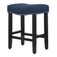 thumbnail image 2 of 24" Upholstered Saddle Seat Counter Stool in Navy Blue, 2 of 5