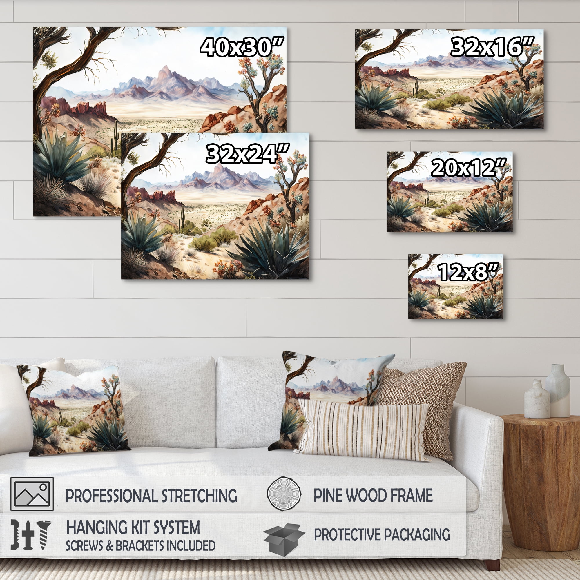 Designart Arizona Desert Scenery III Canvas Wall Art