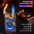 thumbnail image 5 of Taicans Double Flame Cigar Lighter with Quartz Watch - Windproof Blue Jet Flame,Refillable Butane Torch Lighter,Unique Design Gift for Men,Father's Day Birthday Present (2.95x1.5x0.67in), 5 of 6