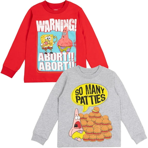SpongeBob SquarePants Patrick SpongeBob SquarePants Big Boys 2 Pack Long Sleeve T-Shirts Little Kid to Big Kid