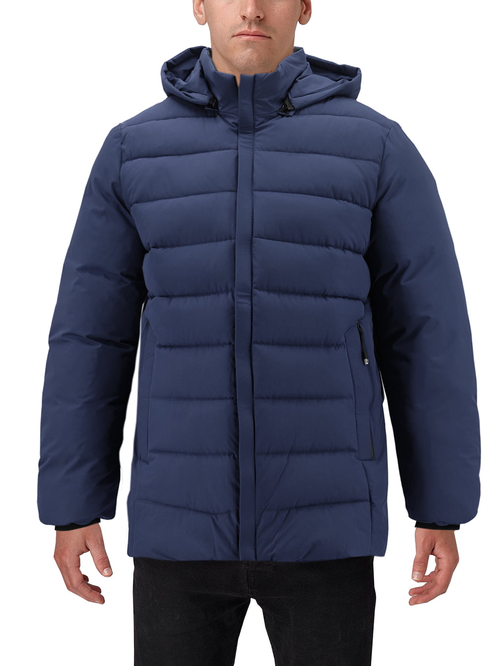 Men’s Heavyweight Insulated Microfiber Removable Hood Quilted Zip ...