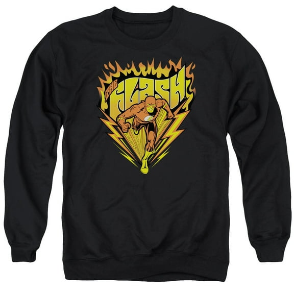 DC Comics Flash Blazing Speed Adult Crewneck Sweatshirt Black