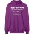 thumbnail image 2 of OXI Hoodie Sweatshirt - Told My Wife To Embrace Mistake, Basic Casual Hoodie for Men's and Women Fleece Hoodie Long Sleeve - Purple 2X-Large, 2 of 3