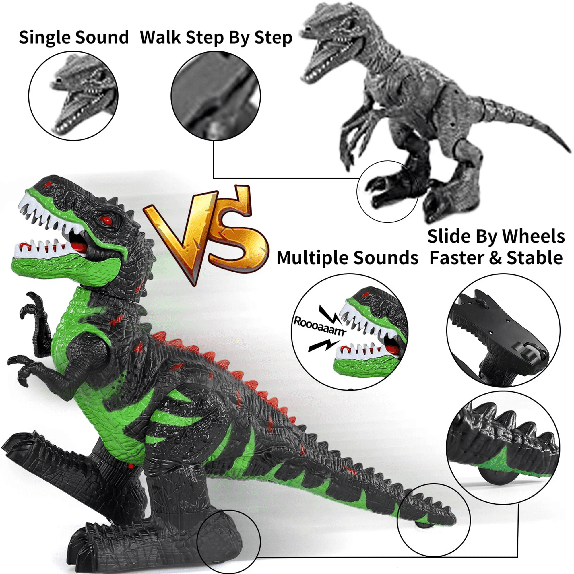 UUGEE Remote Control Dinosaur Toys for Boys, 2.4G RC Dinosaur Robot T-rex with Light Sound, Christmas Birthday Gifts Toys Ages 6 7 8+ Year Old Kids