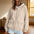 thumbnail image 2 of Zijinkuiwen Women Solid Full Zip Up Hoodie with Dual Flap Pockets Long Sleeve Drop Shoulder Loose Relaxed Fit for Everyday Daily Casual Outfit,4XL, 2 of 4