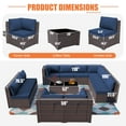 thumbnail image 6 of ALAULM 14 Piece Outdoor Patio Furniture Sets All-Weather Outdoor Sectional Furniture Patio Sofa Backyard Deck Couch Conversation Chair Set with Coffee Table & 12 Thickened Cushions, Navy Blue, 6 of 7