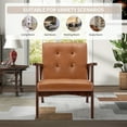 thumbnail image 6 of Bonzy Home Mid-Century Modern Accent Chair Set of 2 Upholstered Leather Armchair with Solid Wood Frame, Leisure Chair Reading Chair for Living Room Bedroom, 6 of 9