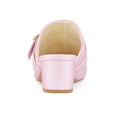 thumbnail image 2 of BLISSFUL STEP Women's Shoes Buckle Strap Pointed Toe Chunky Heel PU Vamp Mule Shoes Pink 7, 2 of 7