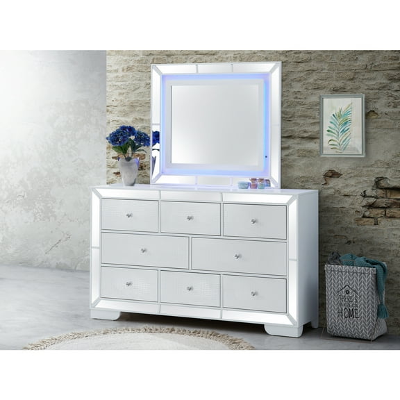 Glory Furniture Hollywood Hills 8 Drawer Dresser in White