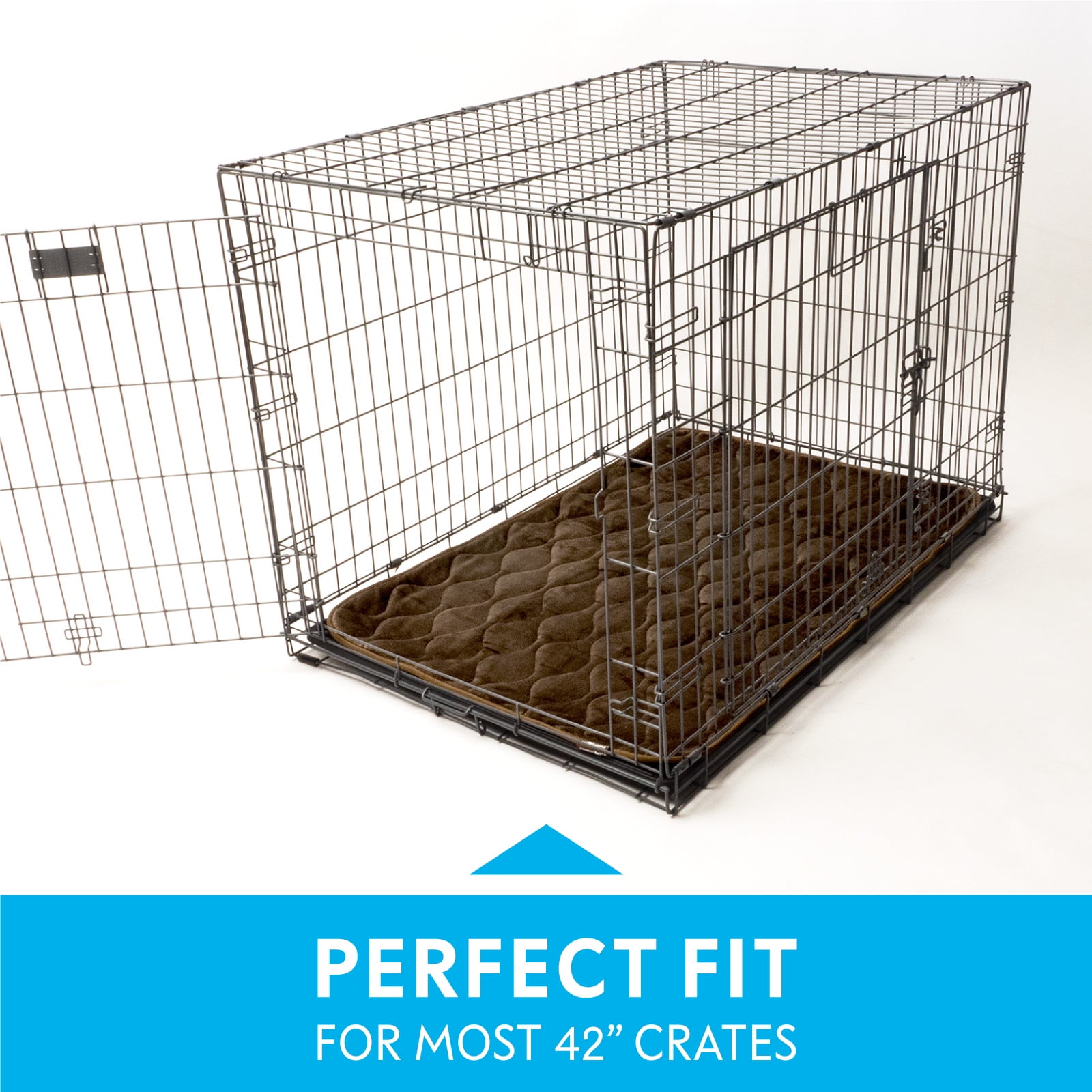 Paw Inspired Washable 42" Dog Crate Mat, Size 41x28 Inch, Waterproof Dog Crate Kennel Bed Anti-Slip Bottom Leakproof Pads (Dark Brown)