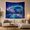 Northern Peak, variant on Snow Mountain Cabin with Glowing Windows and Lantern Path, Mystical Fantasy for Nature Lovers, Tranquil Wall Art Christmas Gift Tapestry Wall Hanging for Bedroom and Living Room