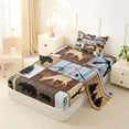 thumbnail image 2 of Feelyou Rustic Wood Plank Cabin Twin Sheet Sets for Men Boys, Forest Deer Bear Animal Bedding, Brown, 3-Piece, 2 of 5