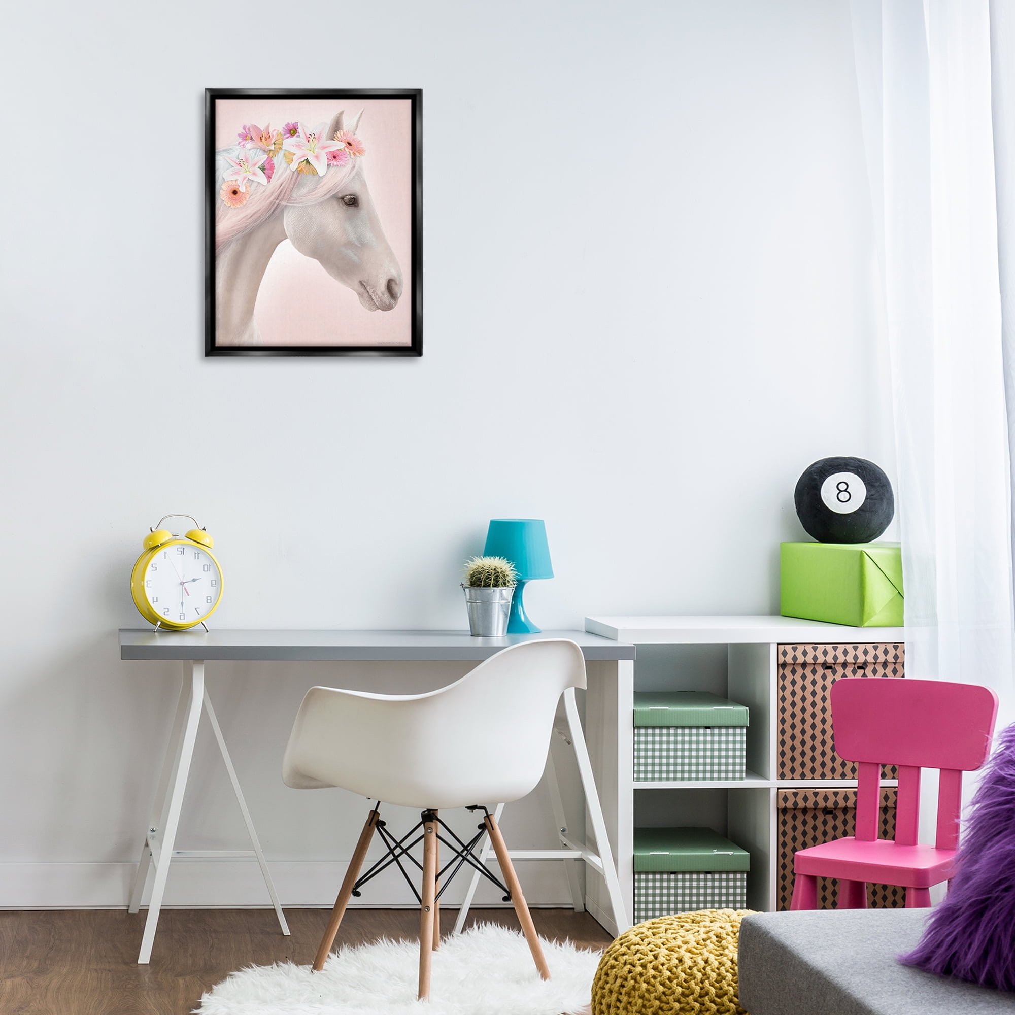 Stupell Industries Lily Garland Horse Animals Painting Black Floater Framed Canvas Art Print Wall Art, 17 x 21