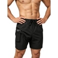 thumbnail image 3 of Men's Swim Trunks with Compression Liner Stretch Swimming Shorts with Pockets Black S, 3 of 5