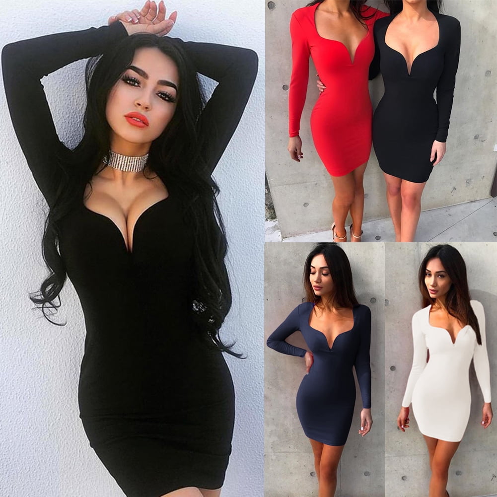 womens long sleeve bodycon dress