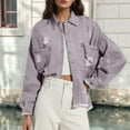 thumbnail image 5 of adviicd Oversized Jean Jacket Boyfriend Denim Jacket for Women Button Down Long Sleeve Jean Coat Light Purple, M, 5 of 7
