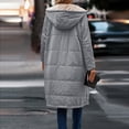 thumbnail image 4 of Kixjoy Women Fleece Long Coat Long Sleeve Thermal Plus Size Puffer Jacket Winter Fashion Full Zip Fleece Coat Heavyweight Hooded Cardigan with Pockets, Silver M, 4 of 6