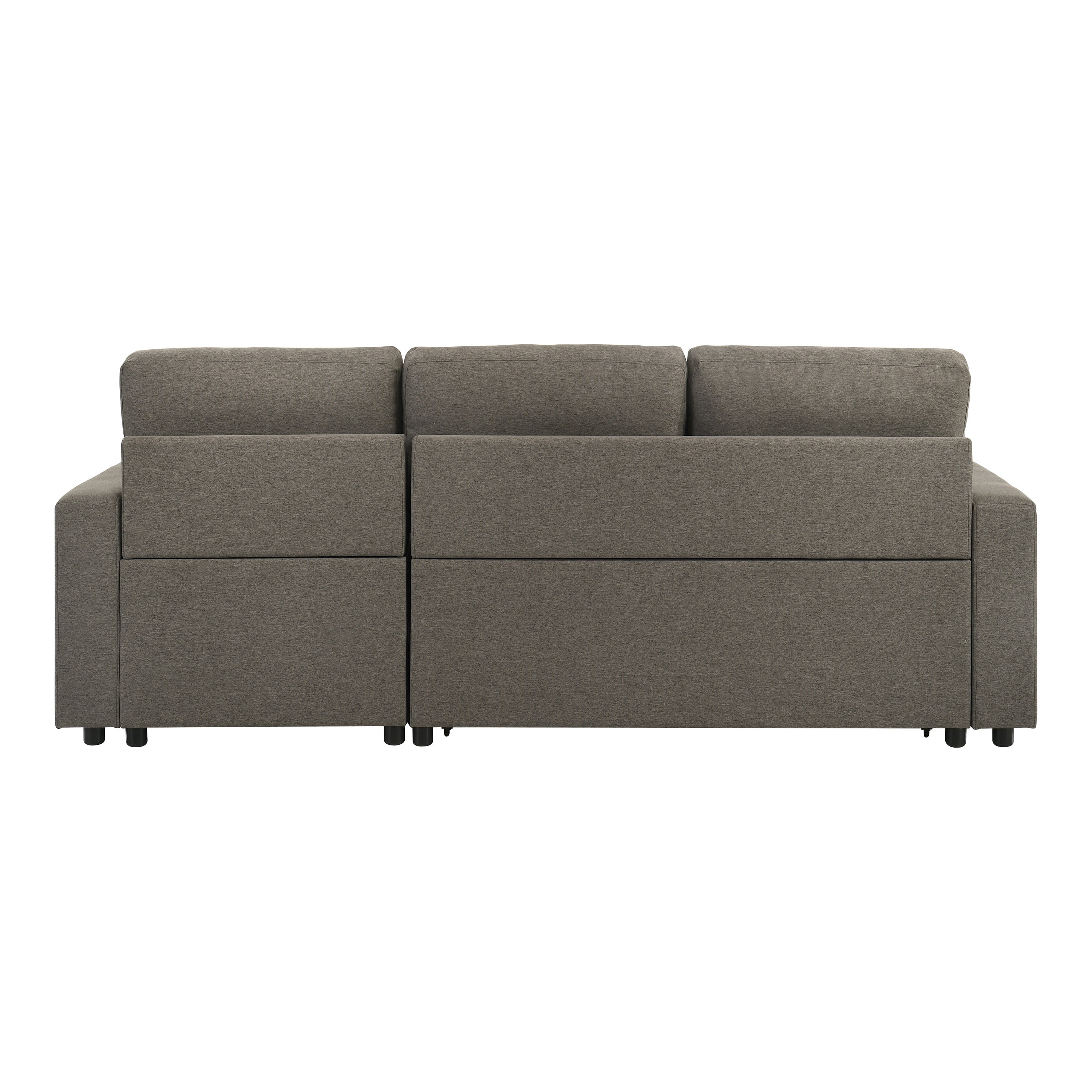 Furniture of America Jovi Modern Fabric L-Shaped Sectional Sofa with Pull Out and Storage Under Chaise, Light Brown