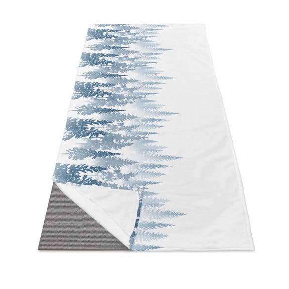 Blue Forest Yoga Towel for Hot Yoga Non Slip, Contemporary Silhouette Abstract Art Yoga Mat Towel Absorbent Yoga Sweat Towels Microfiber Hot Yoga Blanket for Bikram Pilates 26"x74"