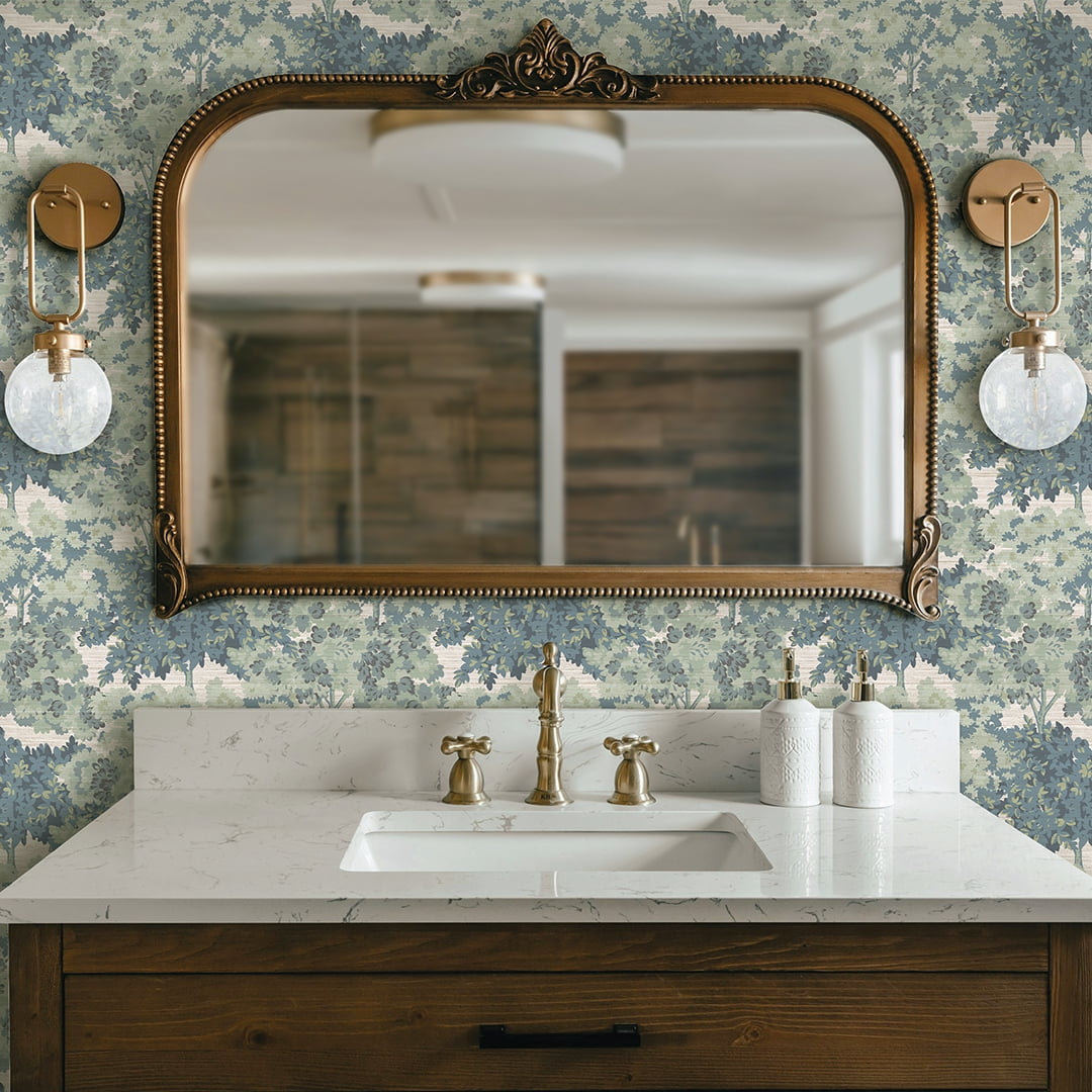 Tempaper Green Canopy Toile Faux Grasscloth Removable Peel and Stick Wallpaper, 20.5 in X 16.5 ft