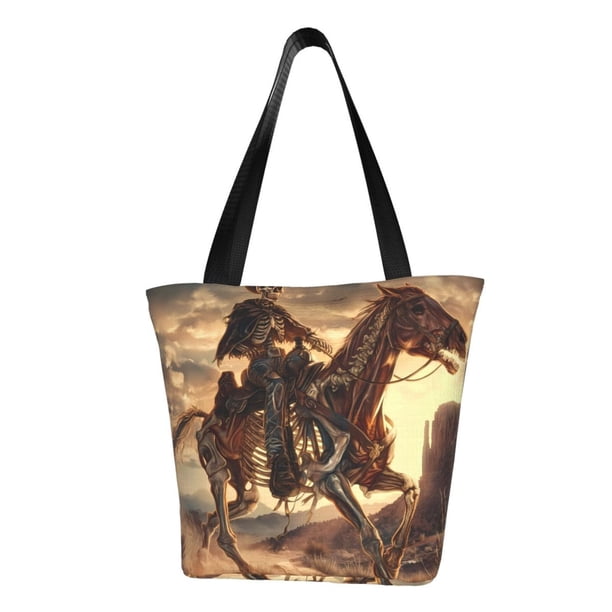 Disketp Western Skeleton Cowboy Horse Bolsa de Hombro Casual para Mujer, Bolso Cruzado para Compras, Viajes y Uso Diario