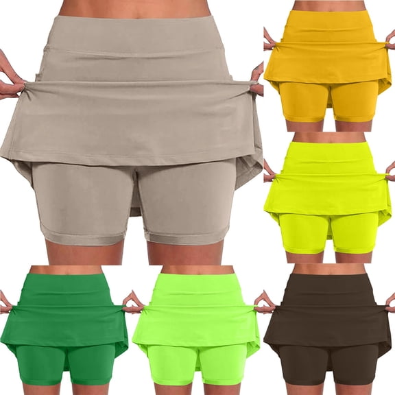 Ailaofu Women's Spring Summer Comfortable Yoga Pants High Waisted Tight Jogger Pants Fashion Pocket Skirt Shorts