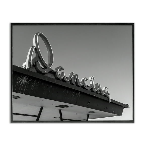 Stupell Industries Vintage Dancing Sign Entertainment Photography Black Framed Art Print Wall Art, 14 x 11