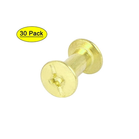 

Uxcell 5mmx12mm Brass Plated Chicago Screws Binding Posts Docking Rivet (30-pack)