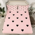 thumbnail image 2 of Manfei Kawaii Black Love Heart 4pcs Bed Sheets for Female Women Girls,Dreamy Princess King Sheets,Romantic Couple Lover Super Cozy Sheet Set,Microfiber Bedroom Decor, 2 of 7