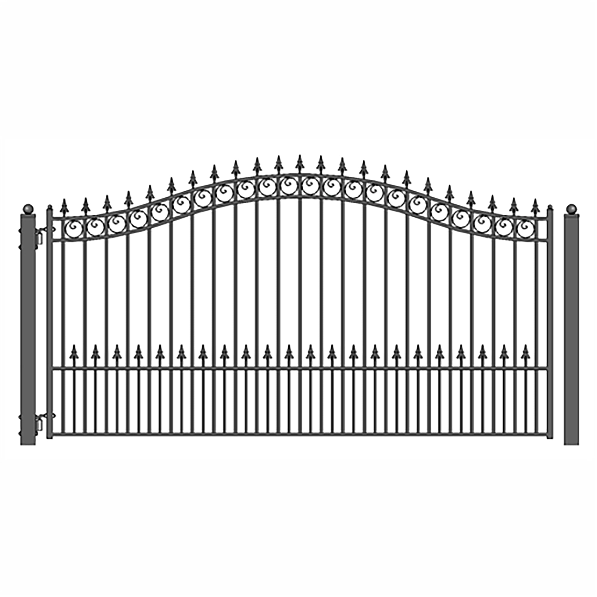 ALEKO Steel Single Swing 12 x 6 ft Black Driveway Gate Prague Style