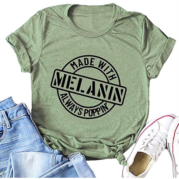 YourTops Women Melanin Graphic T-Shirt Afro Woman T-Shirt