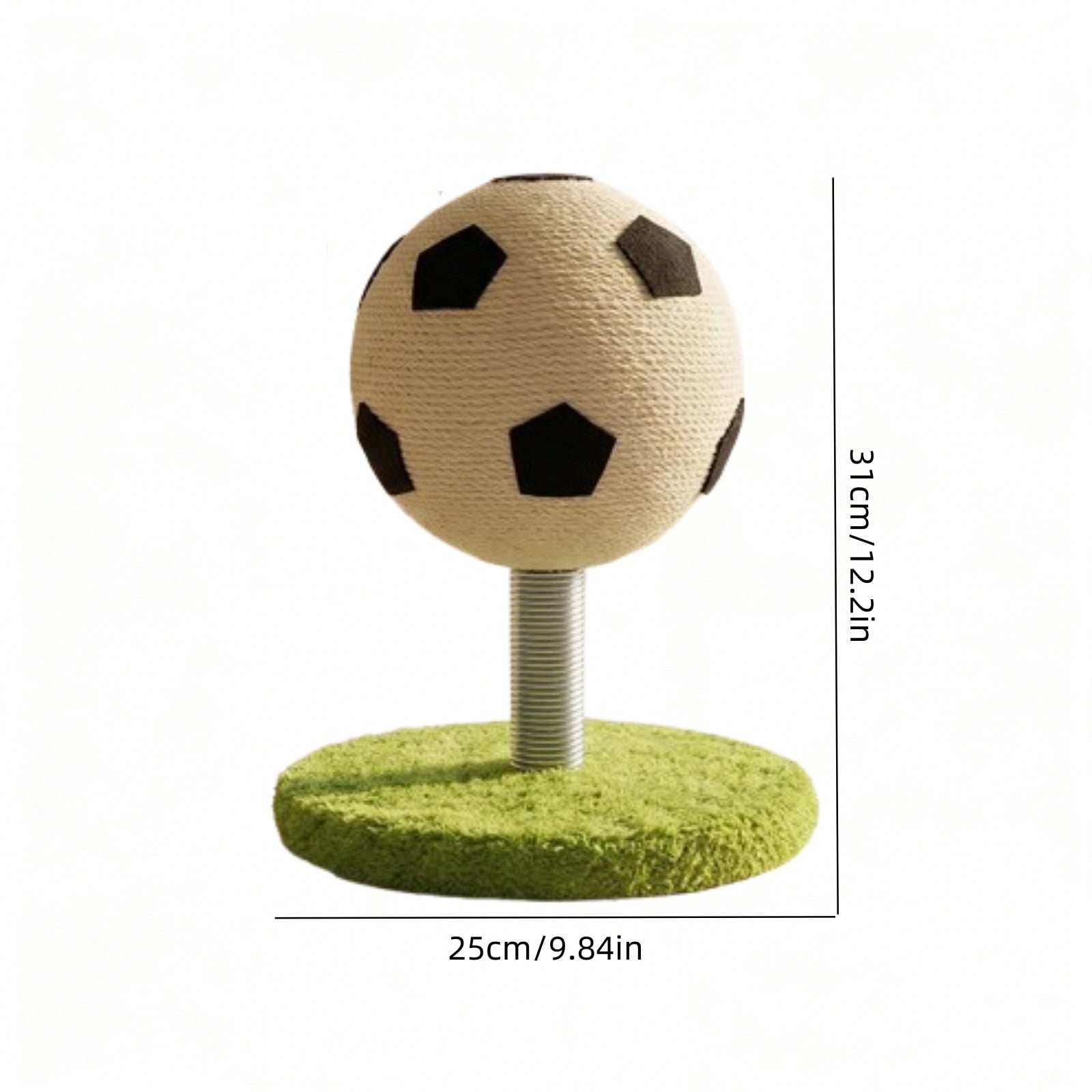 Cadancy Cat Scratching Post Soccer Ball Design, Interactive Cat Toy with Sisal Rope Scratcher, Spring Mounted Kitten Play Ball for Indoor Exercise, Claw Grinding Pet Activity Center