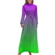 thumbnail image 2 of Vestido largo con degradado de color morado neón y verde, atuendo de festival para mujer, ropa de verano para mujer, 2 of 5