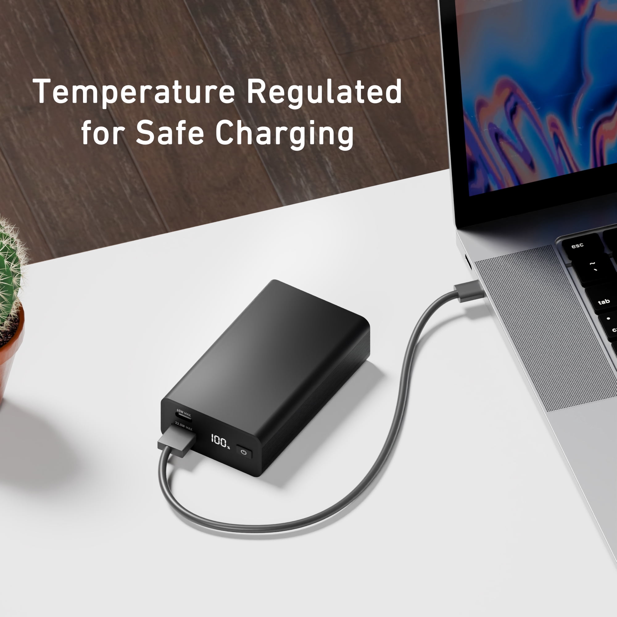 CODi 65W Laptop Power Bank, 20,000mAh Portable Charger with USB-C and USB-A Ports | Fast Charging for Laptops and Devices