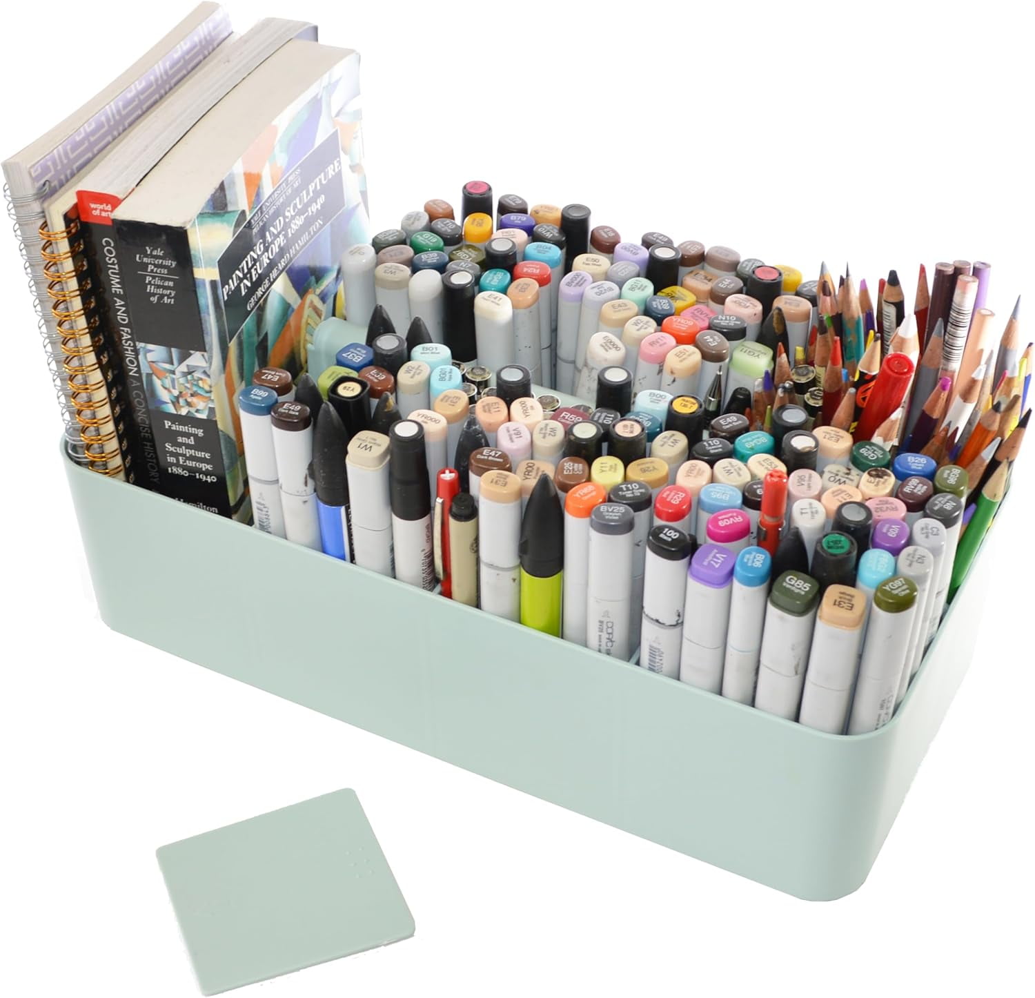 Portable Caddy Organizer - Stackable Plastic Caddy with Handle | Desk, Makeup, Dorm Caddy, Classroom Art Organizers (Made In Usa) (Mint/Ivory/Pink/Gray)