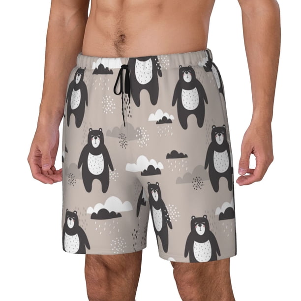 Fotbe Cartoon Bear Brown Traje de Baño para Hombre – Shorts de Natación de Secado Rápido con Forro y Bolsillos-3X-Large