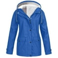 thumbnail image 2 of pxiakgy women solid rain outdoor plus size hooded raincoat windproof jacket coat blue xl, 2 of 6