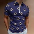 thumbnail image 2 of Freemason Pattern Gold Blue Square And Compass Men Zipper T-shirt Summer Casual Short Sleeve T-shirt Top, 2 of 7