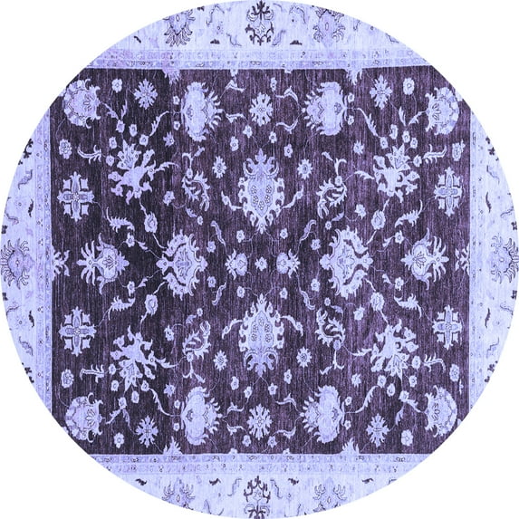 Ahgly Company Indoor Round Oriental Blue Traditional Area Rugs, 4' Round