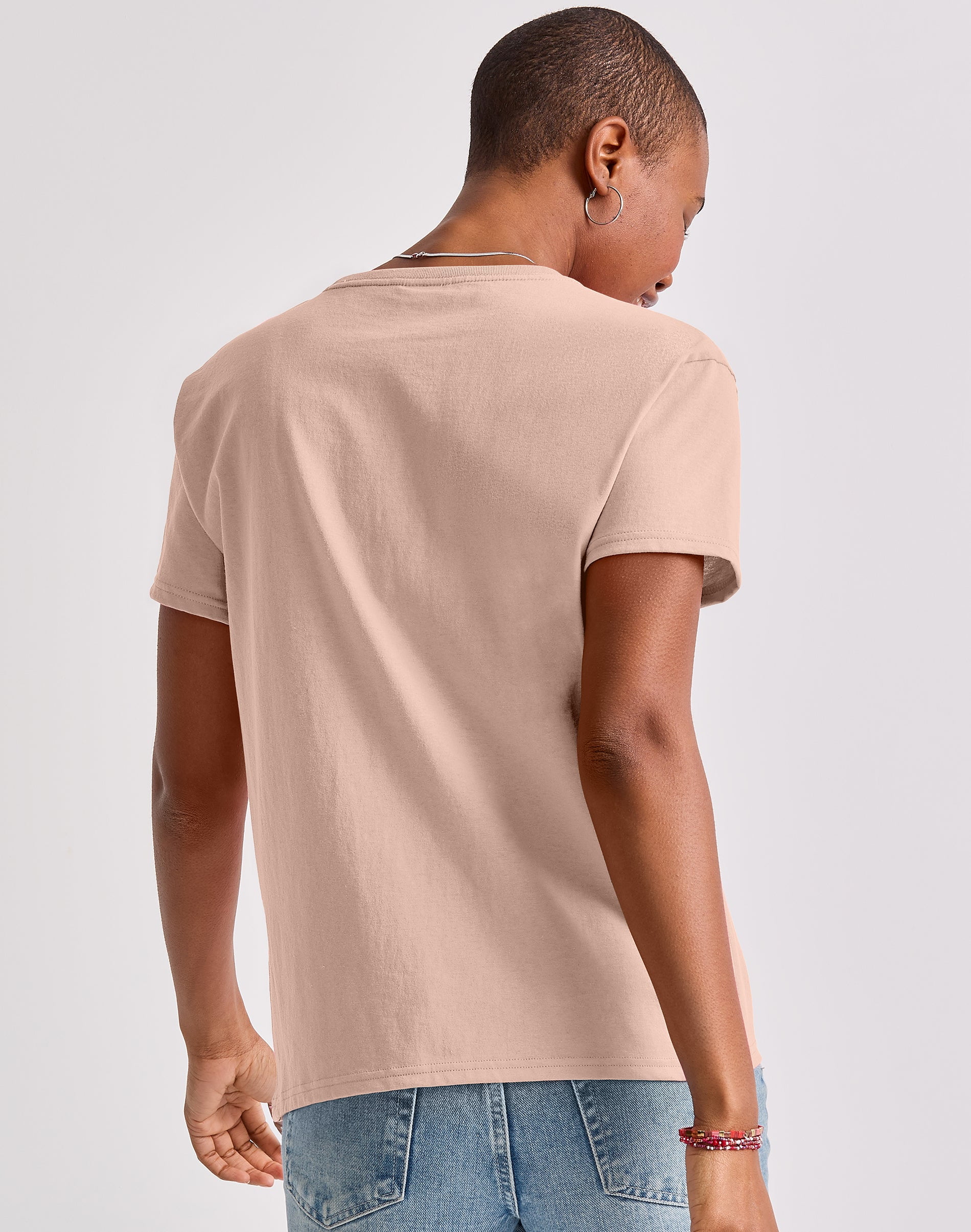 Hanes Essentials Women’s Cotton T-Shirt, Oversized Fit Pale Blush Pink S